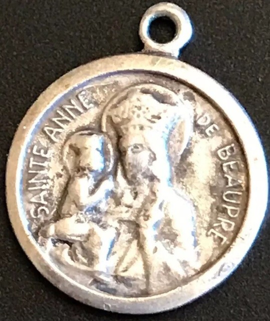 Vintage Catholic St Anne De Beaupre Silver Tone Small Medal Pendant eBay