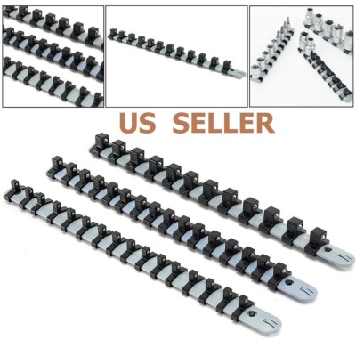 3Pcs 1/4'' 3/8'' 1/2'' Socket Tray Rail Rack Holder Storage Organizer Shelf Stand