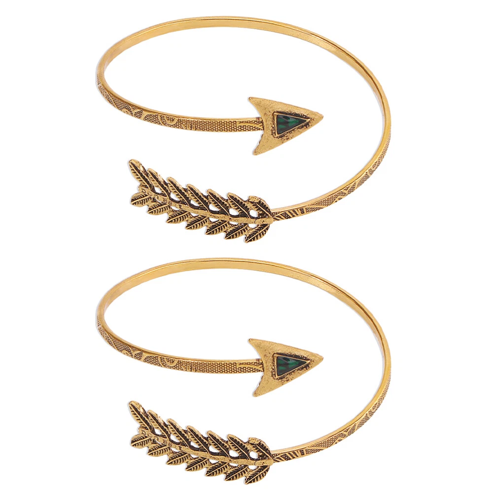 2pcs Open Upper Arm Bangle Arm Cuff Bracelet Forearm Bangle Spiral Arm Cuff