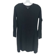 Tahari Dress Womens Small Black Sweater Knit Long Sleeve Knee Length Career NEW