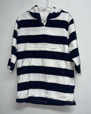 Pottery Barn Kids Terry Hood Swim Cover Up Toddler SZ 2 3 Navy Blue White Stripe