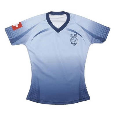 BADGER Herren T-Shirt blau & hellblau Minirugby 6 Nationen 2019 L kurzarm