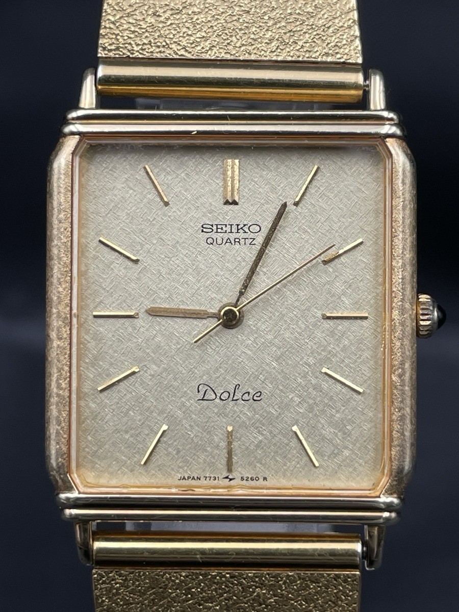 SEIKO ドルチェ Dolce 7731-5230 Near Mint] Vintage SEIKO DOLCE 7731-5230 Gold Band Rectangle