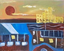 Bad Moon, Acrylic Painting - 16x20 Hand Painted Artwork on Canvas