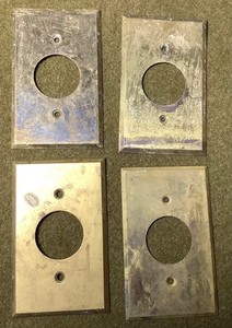 Four Vintage Brass Single Round Hole Outlet Plate Cover