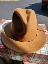 YELLOW 108 Wool Wide Rim Fedora Hat Caramel Size Small Made in USA