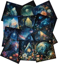 6X6 Inch Scrapbook Paper (12/24/36 Sheets) - Starry Sky Floral Crystal Craft Pap