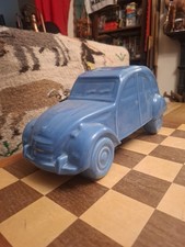 Vintage 1970s Dartmouth Pottery Citroen 2CV Blue Ceramic Car Ornament 33x15cm