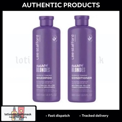 Lee Stafford Bleach Blondes Purple Toning Shampoo & Conditioner 500ml LARGE