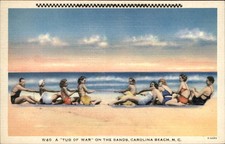 Carolina Beach North Carolina Bathing Beauties Tug of War Vintage Postcard