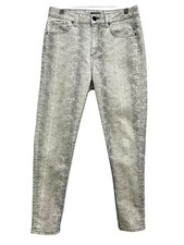 Zara Jeans Womens 8 Gray Snake Animal Print Skinny Slim Stretch Denim Pants