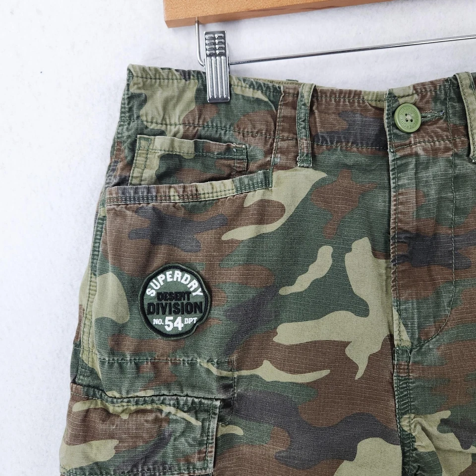 Superdry Pantalones Cortos Hombre 30 Verde Camuflaje Cargo Ripstop Militar Utility Desert Division Foto 2 de 4