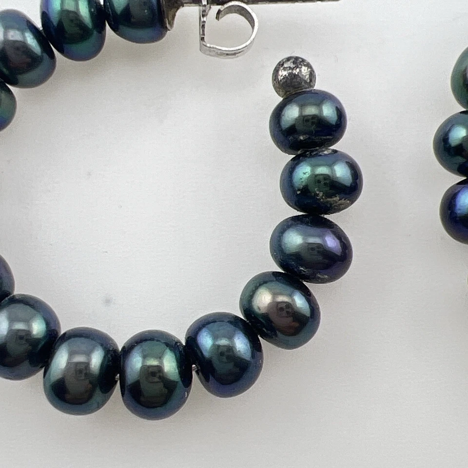 Pendientes de aro Honora de perlas de plata de ley 925 azul redondo 1" QVC clásicos Foto 3 de 4