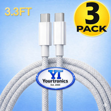 3 Pack OEM USB-C Braided Cable Charger For Apple iPhone 15 16 17 Pro Max Plus