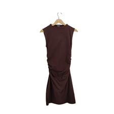 Quince Women Stretch Cotton Jersey Mock Neck Mini Dress Espresso S