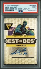 2022 Panini Flux Karl Malone Best Of The Best Gold Vinyl Prizm Auto 1/1 PSA 9