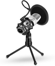 Foldable Microphone Tripod Stand Desktop Mic Holder Shock Stand, Black