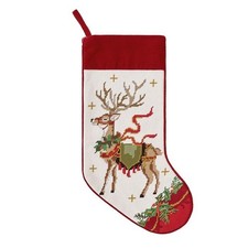 Reindeer Christmas Embroidered Needlepoint PKHC Stocking 11 x 18 in