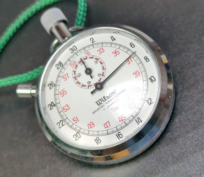 Vintage Wilson 7 Jewel 1/10 Mechanical Stopwatch Swiss Made - Tested /Works