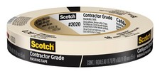 Scotch Contractor Grade Masking Tape, 0.7 in. x 60.1 Yds, 1 0.70" Width, Tan