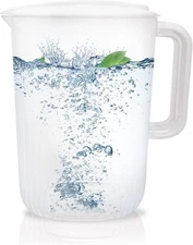 FAVSTOCK 2 Liters Plastic Water Pitcher with Lid - Perfect for Iced Tea, Juice,