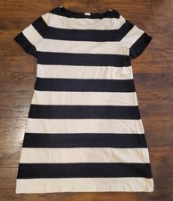 J.CREW Dress Womens Size XS Black White Striped Short Sleeve 100% Cotton 
