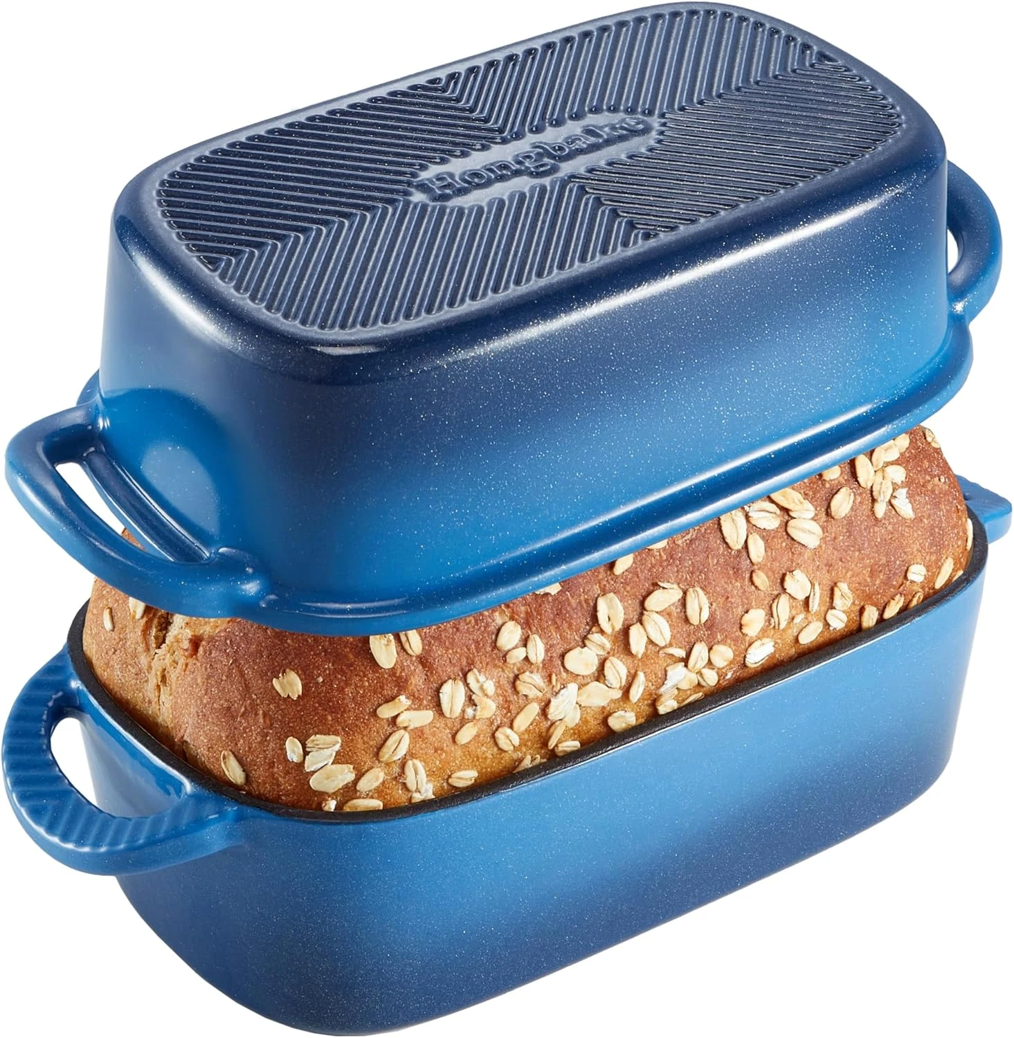 Everline Collection 2 in 1 Enameled Cast Iron Loaf Pan with Lid, 9X5 Bread Pans