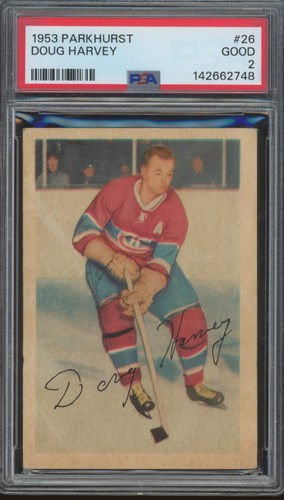Doug Harvey #26 1953 Parkhurst card