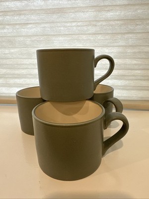 BONGO by Pottery Barn Green Set 4 Cup Mug MCM Classic Farm House Vintage Discont