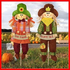 Enchanting 27'' Fall Scarecrow Yard Signs - 2 Pack for Thanksgiving Decor