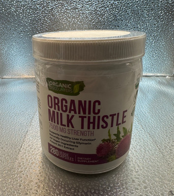 Organic Discounters Organic Milk Thistle 7500 MG Strength 280 Veggie Capsules