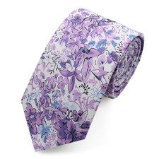 Floral Ties for Men Flower Pattern Mens Ties 2.8" Cotton Purple Blue White
