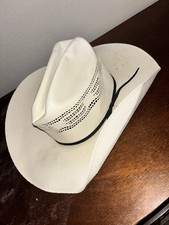 Cody James Straw Cowboy Hat White Vented Crown Western Size 7 1/2
