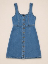 Urban Outfitters Denim Mini Dress Size 0 Blue Button Front Square Neck Y2K