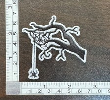Spider Hanging From Branch Spiderweb Halloween Embroidered Iron On Patch