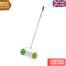 450 mm Rolling Lawn Aerator with Galvanised Steel Drum for Optimal Grass Care