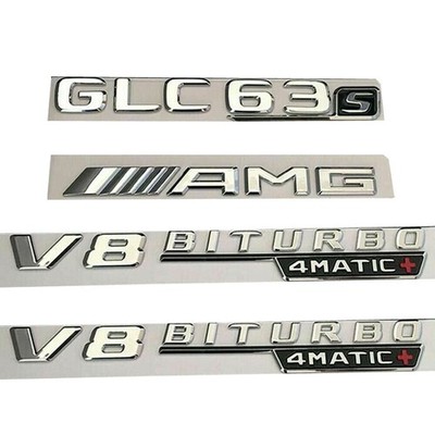 Für Mercedes Benz Chrom GLC63s AMG V8 BITURBO 4MATIC+ Schriftzug Badges Embleme