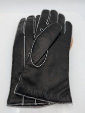Vintage Black Leather Women's Gloves w/100 Cashmere Lining
