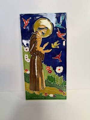 Creazioni Luciano Italian Hand Painted Ceramic Wall Tile - St. Francis of Assisi