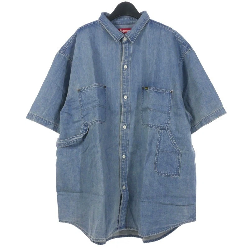 Chemise de peintre en denim Supreme 24ss coupe ample S S S chemise de peintre en denim manches courtes