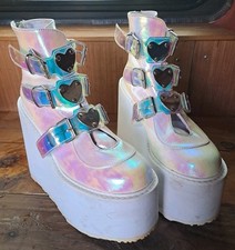 Demonia Boots Swing-105 US Women’s 9 Pearl Iridescent Vegan Leather Platforms