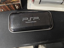 PSP Carry Case Travel RARE Silver Black UMD SD Card Slim Hard Shell Sony Read