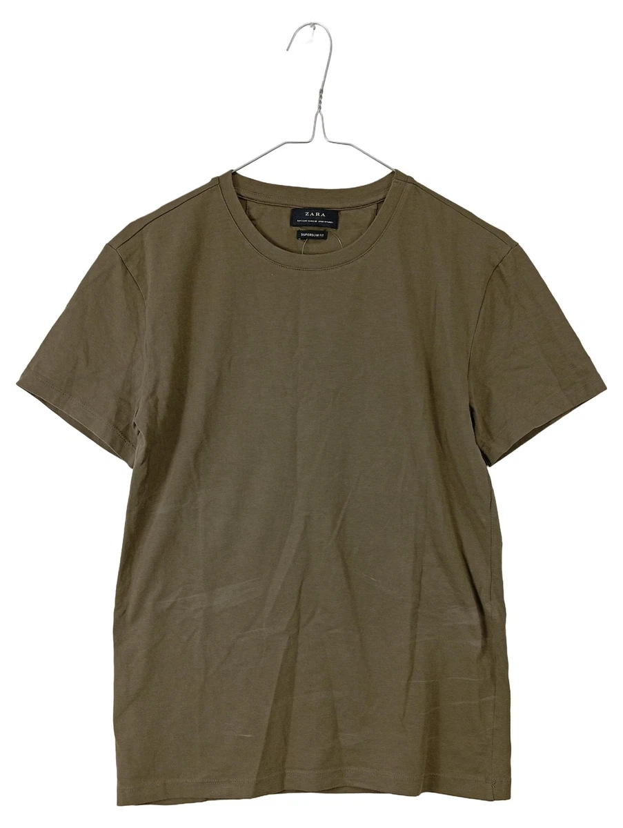 T-shirt Zara Homme Gris Super Slim Fit - Taille XXL, Col Rond, Vintage Années 2010