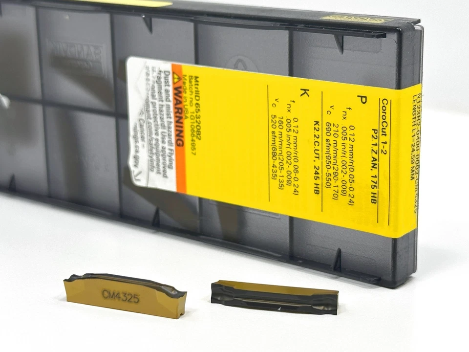 SANDVIK N123H2-0400-0002-CM New Carbide Grooving Inserts Grade 4325 8pcs - Image 2 of 2