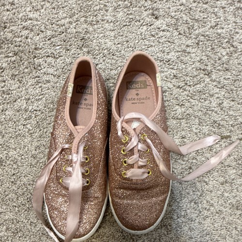 Keds x kate spade new york Pink Glitter Lace-Up Low Top Sneakers Excellent