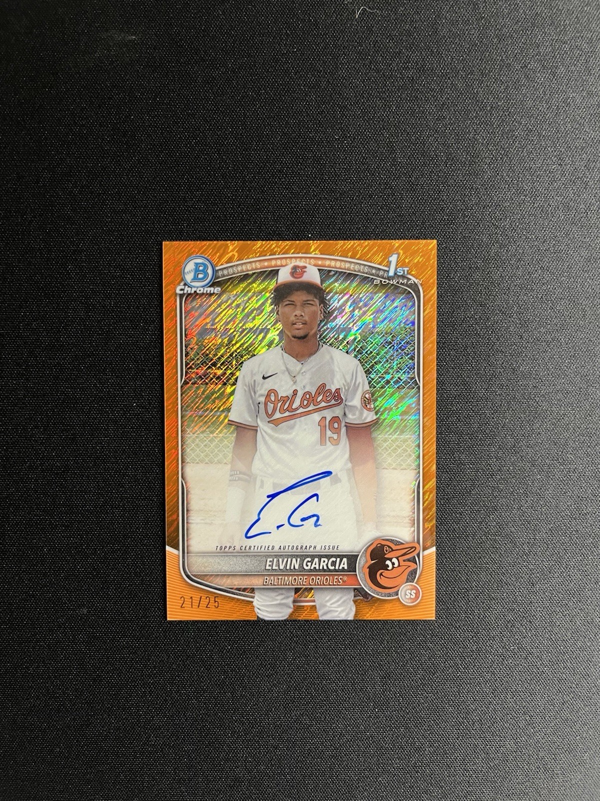 2025 Bowman Chrome Elvin Garcia 1st Bowman Orange Shimmer Auto /25 CPA-EG
