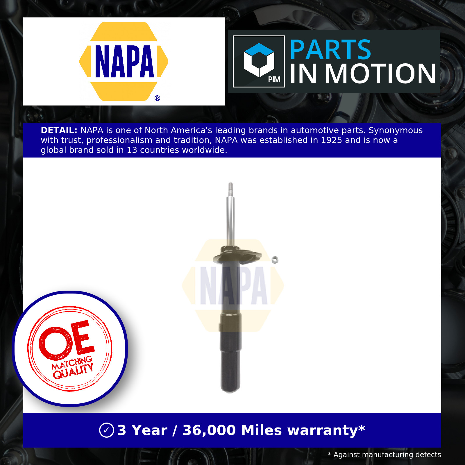 Shock Absorber (Single Handed) Front Left NSA1455 NAPA 31306775055 31306775057