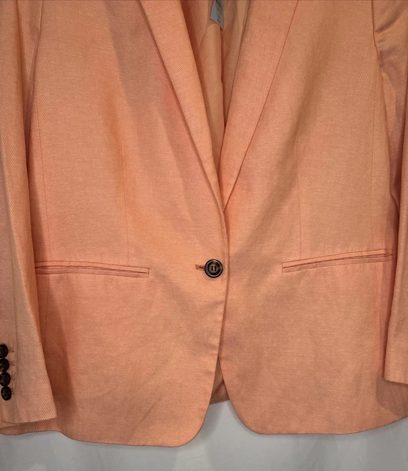ANN TAYLOR Women’s Peach Orange Linen Blend Blazer Jacket Sz 14 Petite NEW - Image 2 of 4