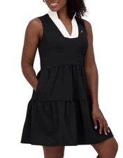 NEW Nautica Jeans Women's L Black & White Sleeveless Tiered Knee Dress
