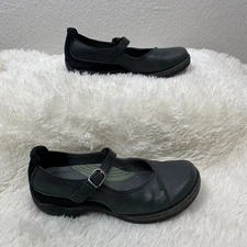 Dansko Shoes Womens 39 Fawna Black Leather Mary Jane Flats Suede Back Comfort